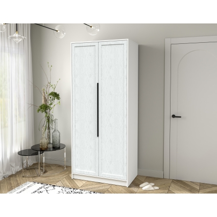 Шкаф распашной Тренд КТ-Ш2 (Белый платинум ЛДСП/ Дуб полярный ЛМДФ) Ш918 В2128 Г547 Шкаф распашной Тренд КТ-Ш2 (Белый платинум ЛДСП/ Дуб полярный ЛМДФ) Ш918 В2128 Г547